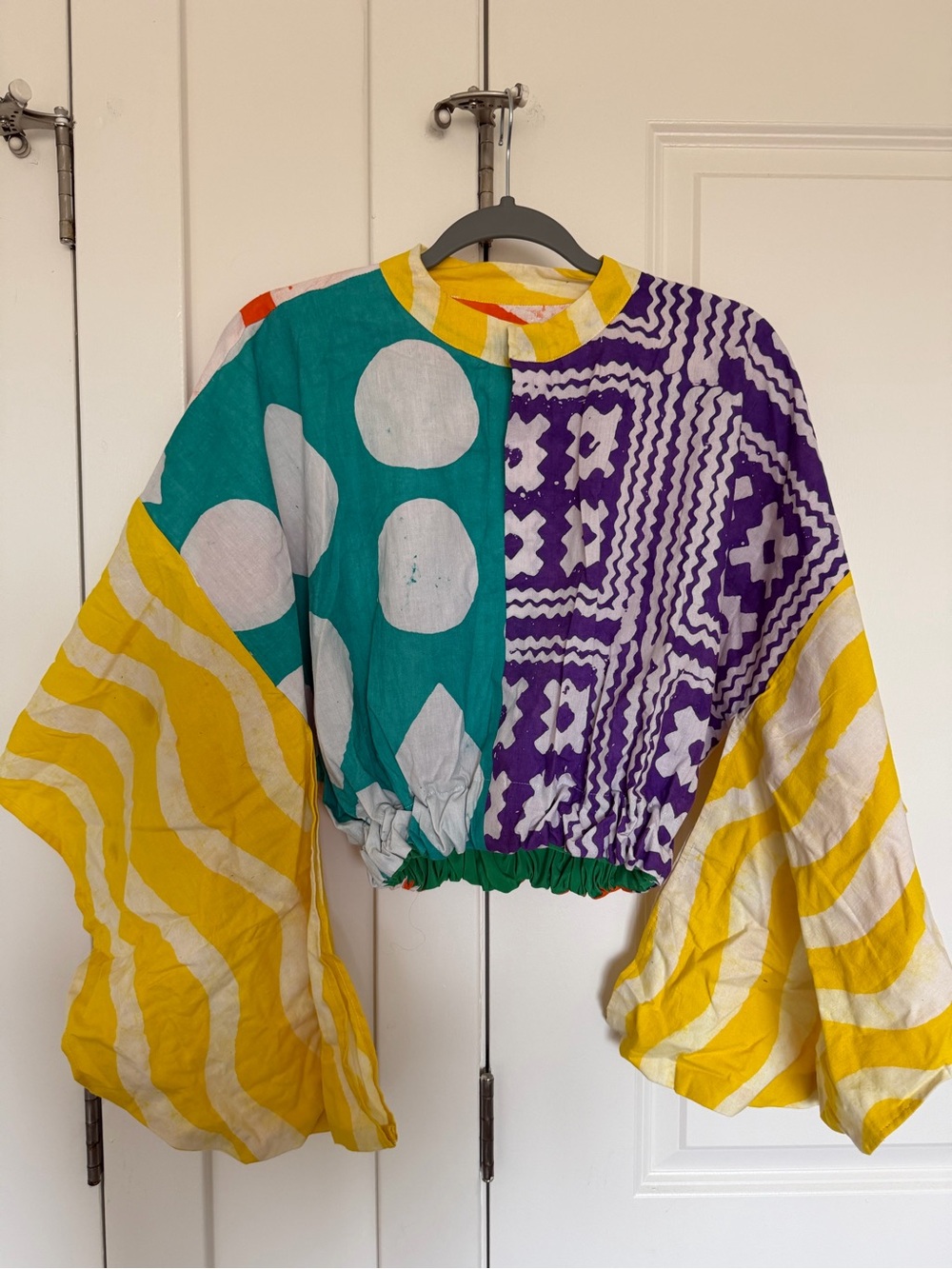 Dye Lab Cropped Balloon-Sleeve Top - Yellow